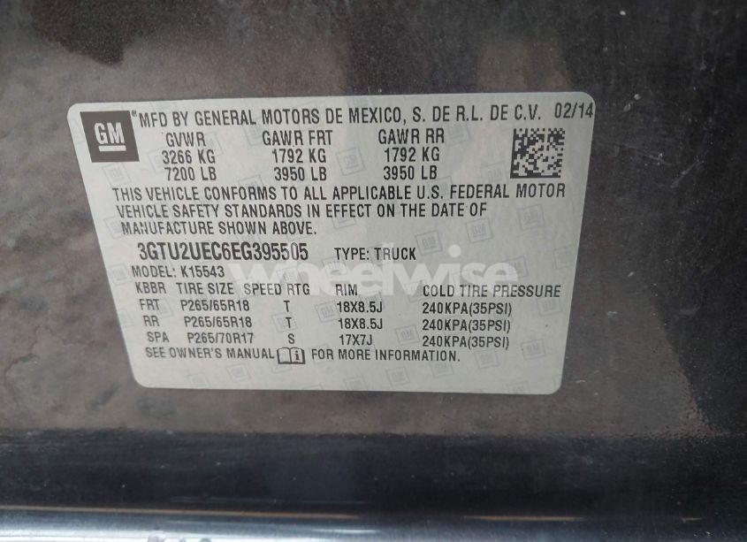 Photo 9 of 2014 Gmc Sierra 1500 SLE (VIN 3GTU2UEC6EG395505)