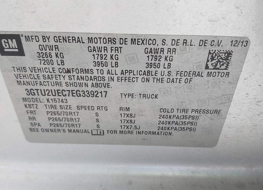 Photo 9 of 2014 Gmc Sierra 1500 SLE (VIN 3GTU2UEC7EG339217)