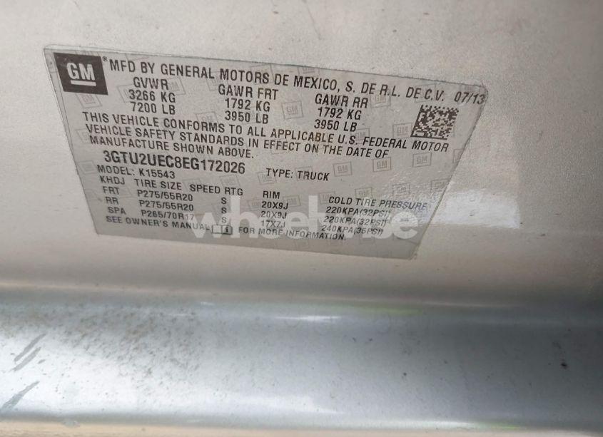 Photo 9 of 2014 Gmc Sierra 1500 SLE (VIN 3GTU2UEC8EG172026)