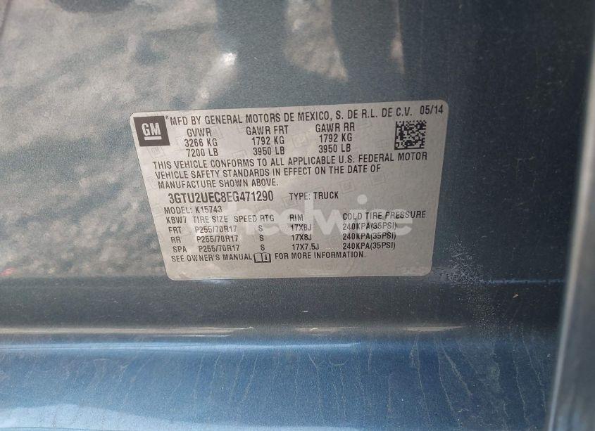 Photo 9 of 2014 Gmc Sierra 1500 SLE (VIN 3GTU2UEC8EG471290)