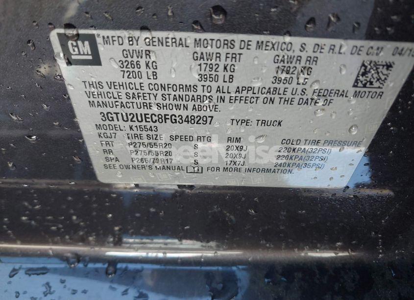 Photo 9 of 2015 Gmc Sierra 1500 SLE (VIN 3GTU2UEC8FG348297)