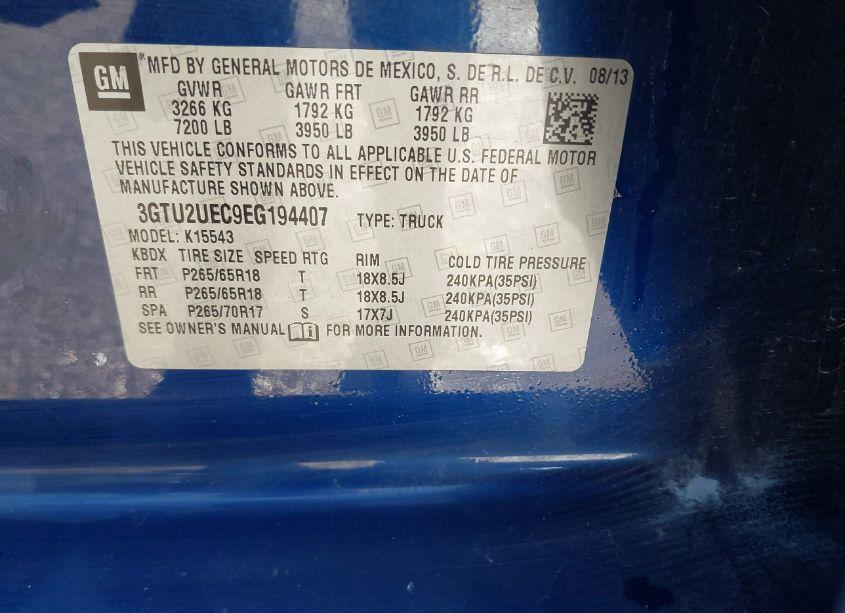 Photo 9 of 2014 Gmc Sierra 1500 SLE (VIN 3GTU2UEC9EG194407)