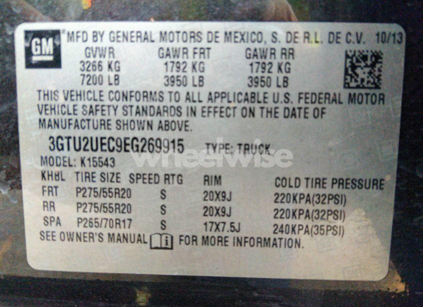 Photo 9 of 2014 Gmc Sierra 1500 SLE (VIN 3GTU2UEC9EG269915)