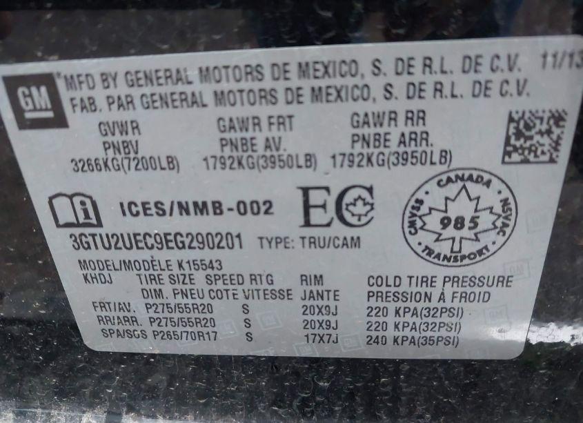 Photo 9 of 2014 Gmc Sierra 1500 SLE (VIN 3GTU2UEC9EG290201)