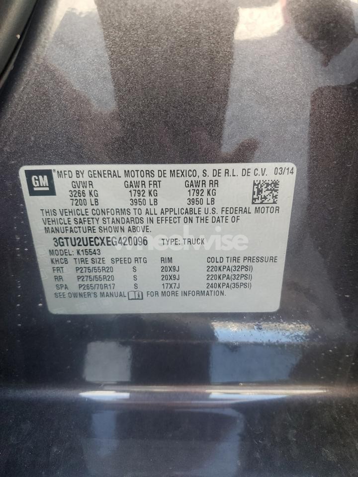 Photo 12 of 2014 GMC SIERRA K1500 SLE (VIN 3GTU2UECXEG420096)