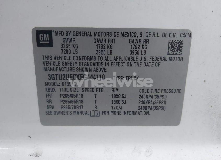 Photo 9 of 2014 Gmc Sierra 1500 SLE (VIN 3GTU2UECXEG444110)