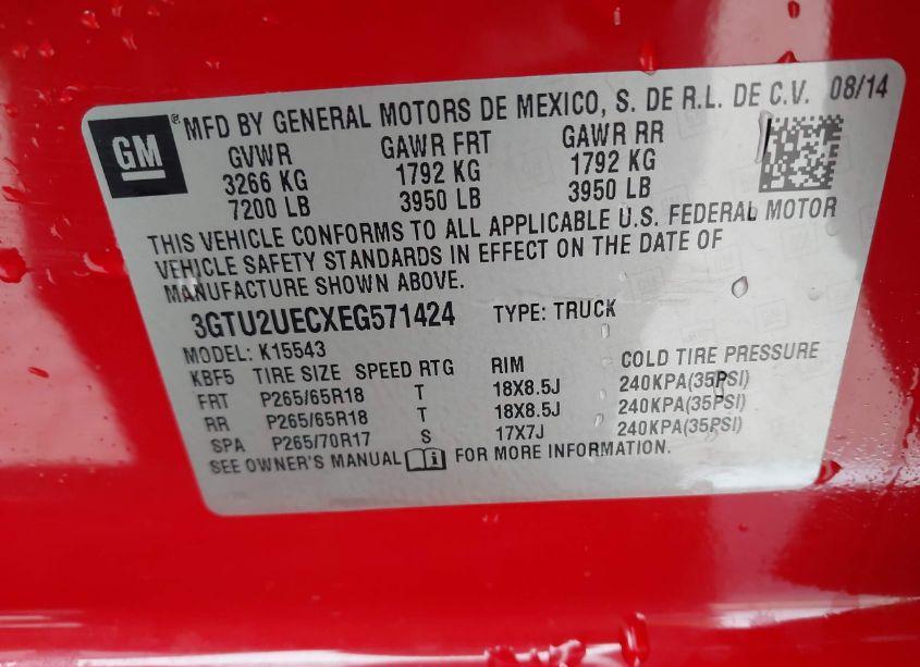 Photo 9 of 2014 Gmc Sierra 1500 SLE (VIN 3GTU2UECXEG571424)