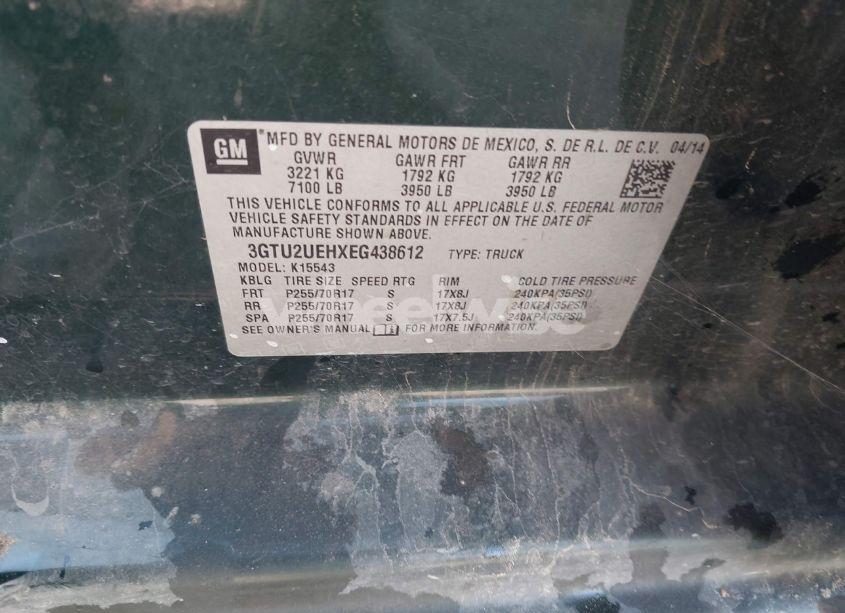 Photo 9 of 2014 Gmc Sierra 1500 SLE (VIN 3GTU2UEHXEG438612)