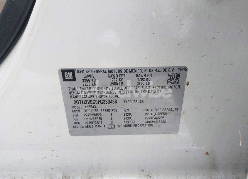 Photo 9 of 2015 Gmc Sierra 1500 SLT (VIN 3GTU2VEC0FG389433)