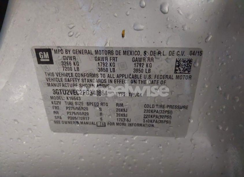 Photo 9 of 2015 Gmc Sierra 1500 SLT (VIN 3GTU2VEC2FG340864)