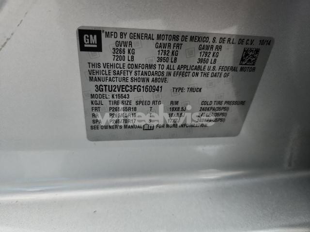 Photo 10 of 2015 GMC SIERRA K1500 SLT (VIN 3GTU2VEC3FG160941)