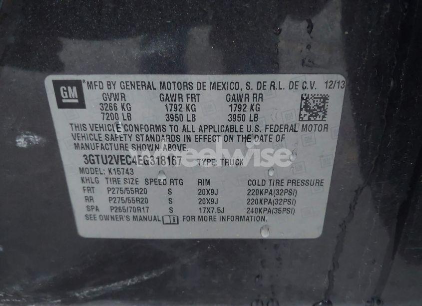 Photo 9 of 2014 Gmc Sierra 1500 SLT (VIN 3GTU2VEC4EG318167)