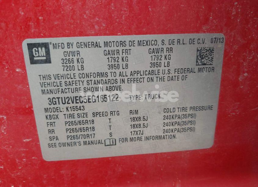 Photo 9 of 2014 Gmc Sierra 1500 SLT (VIN 3GTU2VEC5EG165122)