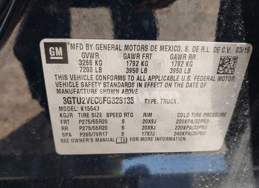 Photo 9 of 2015 Gmc Sierra 1500 SLT (VIN 3GTU2VEC6FG328135)