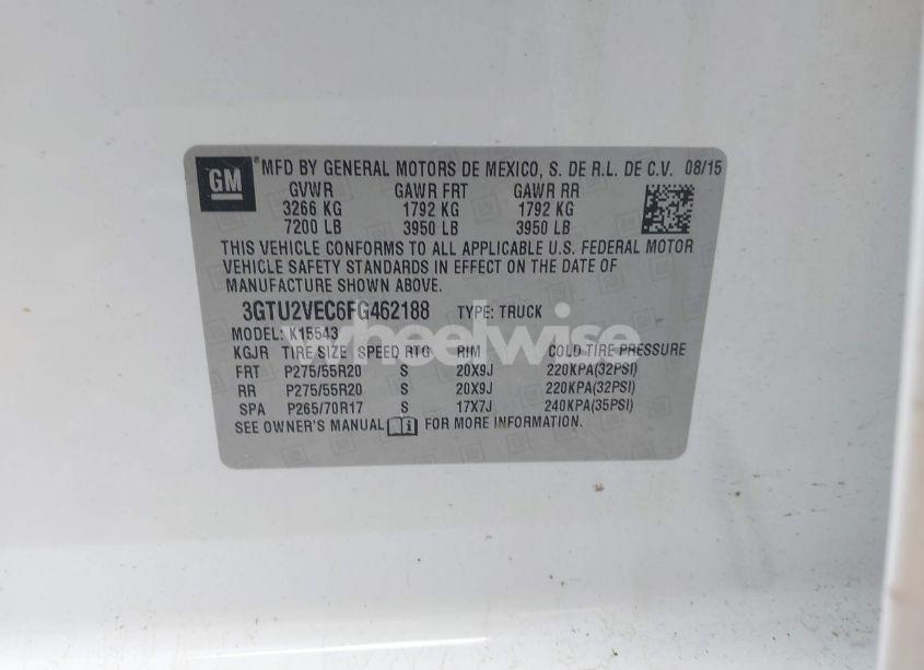 Photo 9 of 2015 Gmc Sierra 1500 SLT (VIN 3GTU2VEC6FG462188)