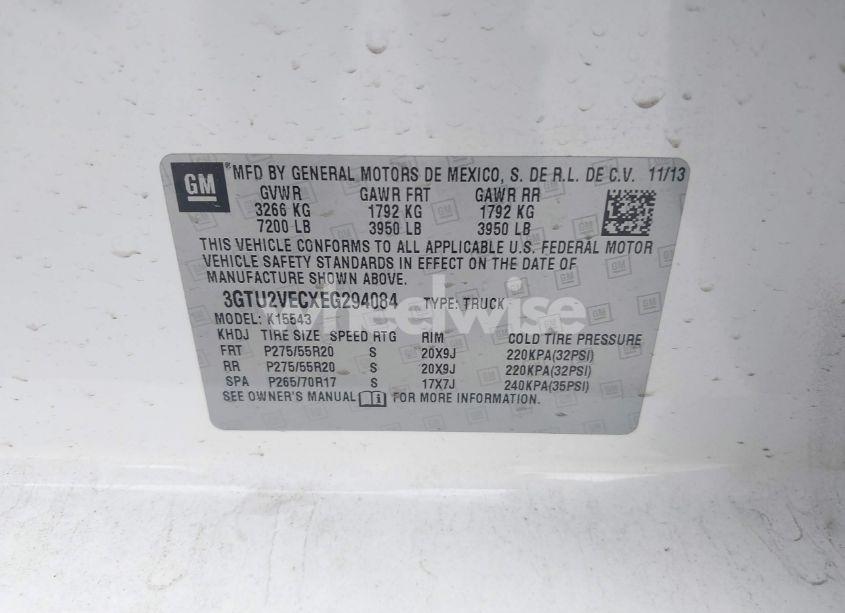 Photo 9 of 2014 Gmc Sierra 1500 SLT (VIN 3GTU2VECXEG294084)