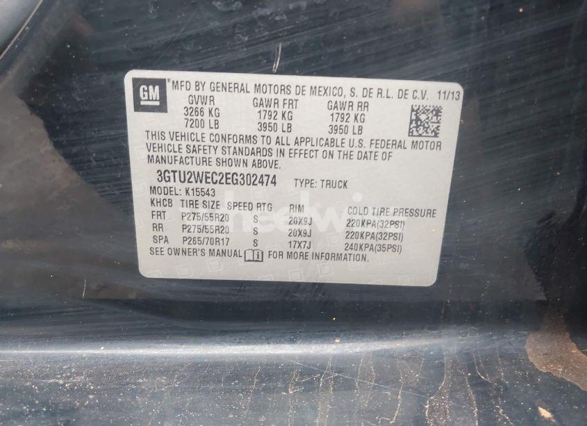 Photo 9 of 2014 Gmc Sierra 1500 DENALI (VIN 3GTU2WEC2EG302474)