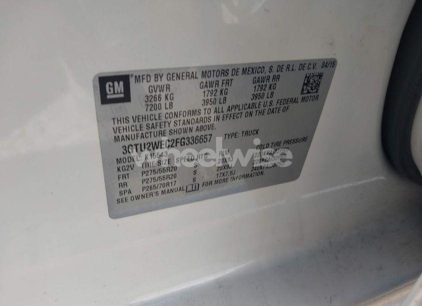 Photo 9 of 2015 Gmc Sierra 1500 DENALI (VIN 3GTU2WEC2FG336657)