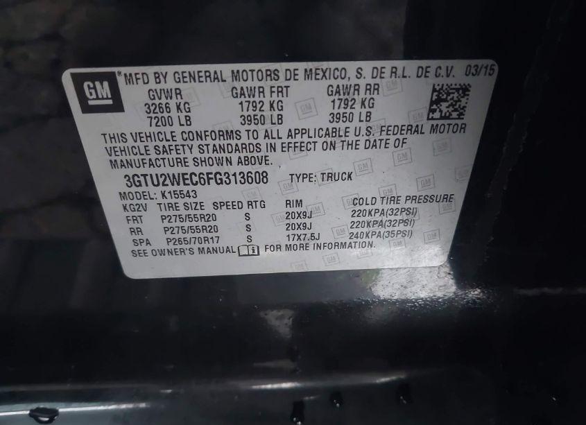 Photo 9 of 2015 Gmc Sierra 1500 DENALI (VIN 3GTU2WEC6FG313608)