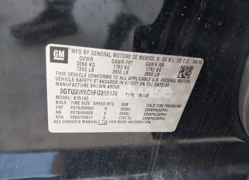 Photo 9 of 2015 Gmc Sierra 1500 DENALI (VIN 3GTU2WEC8FG358176)