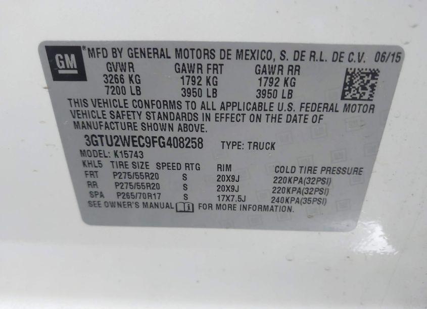 Photo 9 of 2015 Gmc Sierra 1500 DENALI (VIN 3GTU2WEC9FG408258)