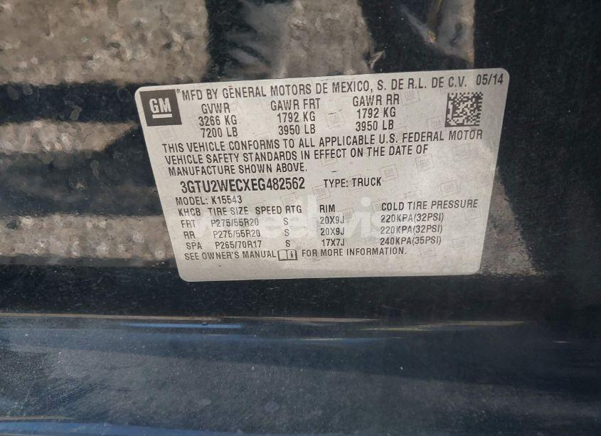 Photo 9 of 2014 Gmc Sierra 1500 DENALI (VIN 3GTU2WECXEG482562)