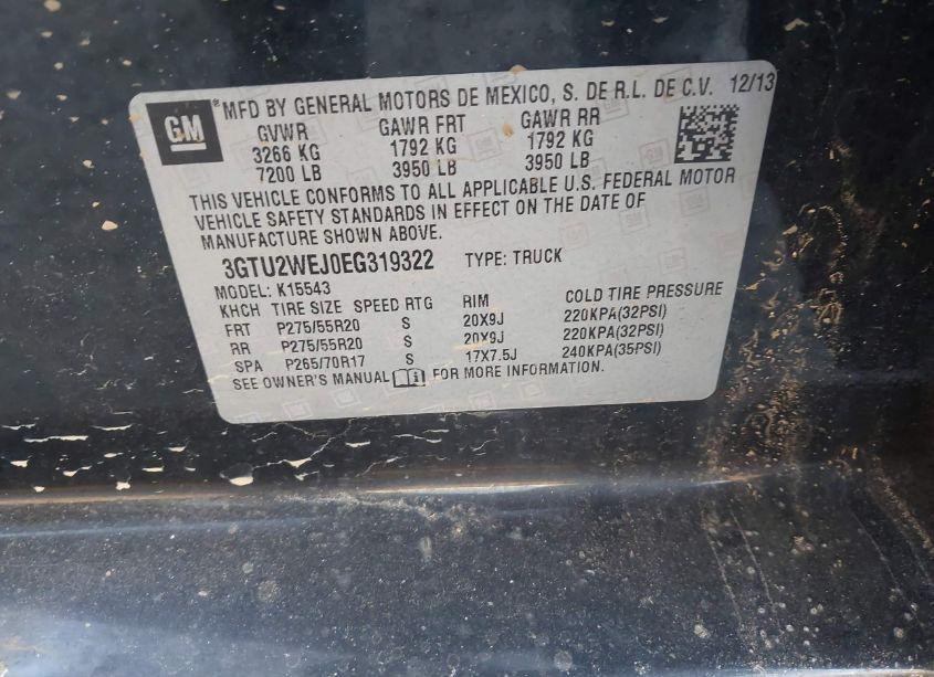 Photo 9 of 2014 Gmc Sierra 1500 DENALI (VIN 3GTU2WEJ0EG319322)