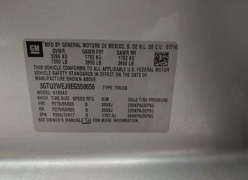 Photo 9 of 2014 Gmc Sierra 1500 DENALI (VIN 3GTU2WEJ0EG550656)