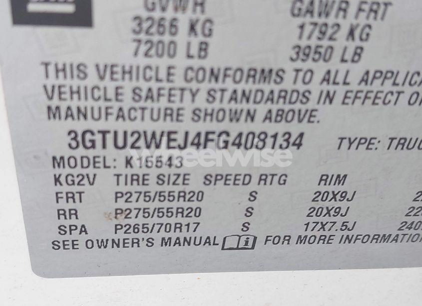 Photo 9 of 2015 Gmc Sierra 1500 DENALI (VIN 3GTU2WEJ4FG408134)