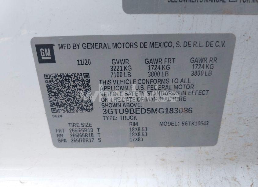 Photo 9 of 2021 Gmc Sierra 1500 4WD SHORT BOX SLE (VIN 3GTU9BED5MG183086)