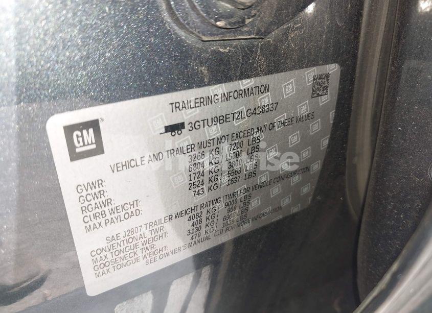 Photo 9 of 2020 Gmc Sierra 1500 4WD STANDARD BOX SLE (VIN 3GTU9BET2LG436337)