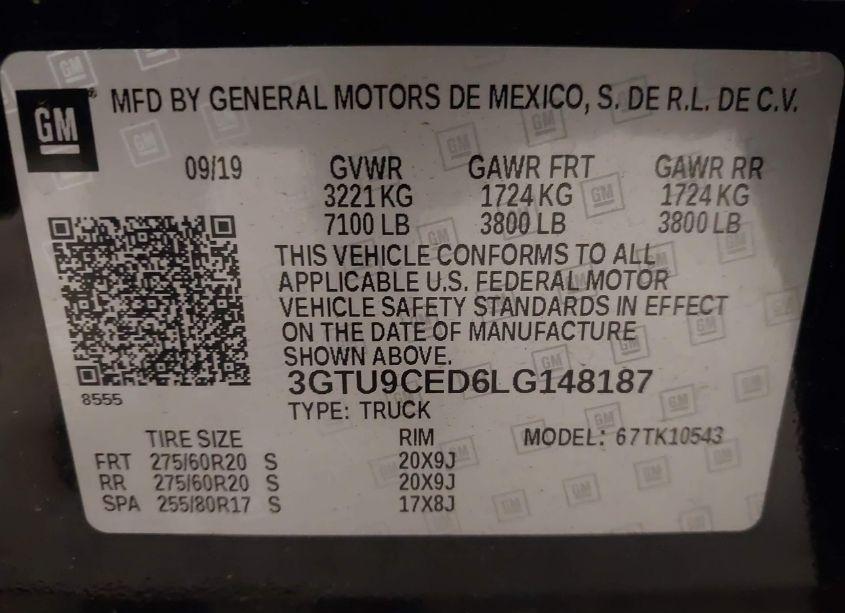Photo 9 of 2020 Gmc Sierra 1500 4WD SHORT BOX ELEVATION (VIN 3GTU9CED6LG148187)