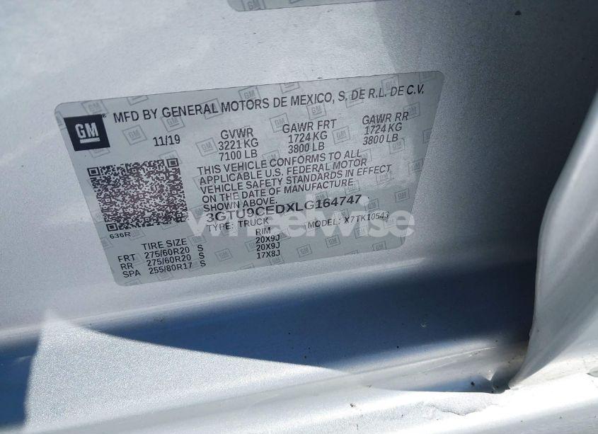 Photo 9 of 2020 Gmc Sierra 1500 4WD SHORT BOX ELEVATION (VIN 3GTU9CEDXLG164747)