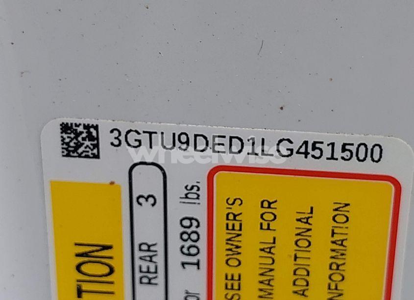 Photo 9 of 2020 Gmc Sierra 1500 4WD SHORT BOX SLT (VIN 3GTU9DED1LG451500)