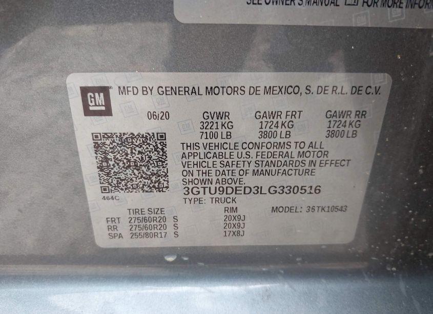 Photo 9 of 2020 Gmc Sierra 1500 (VIN 3GTU9DED3LG330516)