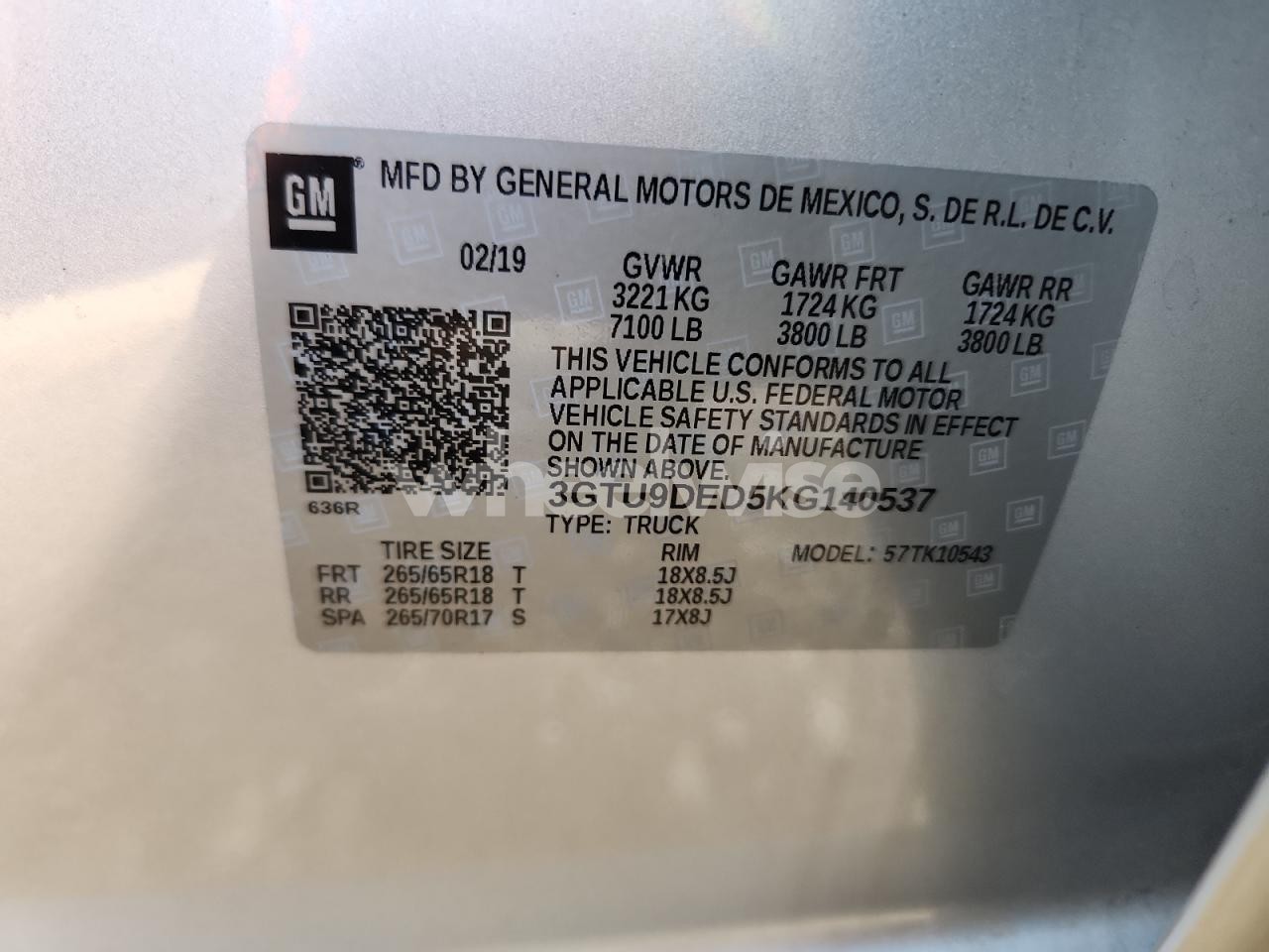 Photo 13 of 2019 GMC SIERRA K1500 SLT (VIN 3GTU9DED5KG140537)