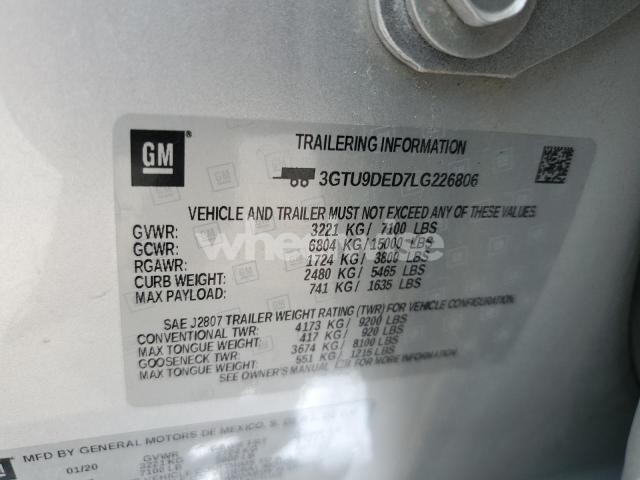 Photo 10 of 2020 GMC SIERRA K1500 SLT (VIN 3GTU9DED7LG226806)