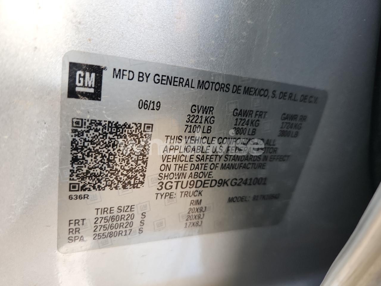 Photo 12 of 2019 GMC SIERRA K1500 SLT (VIN 3GTU9DED9KG241001)