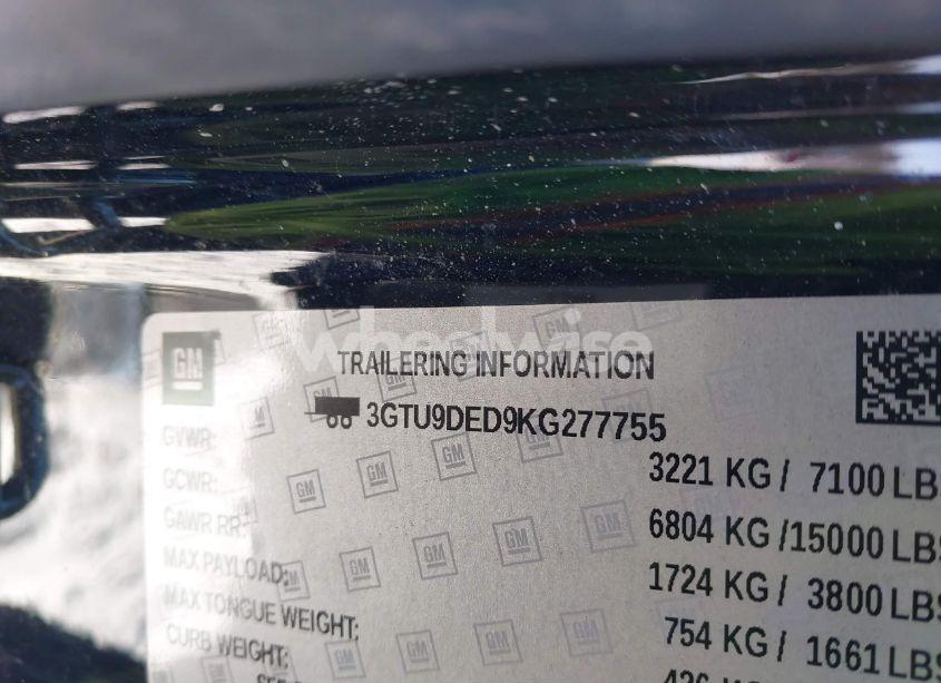 Photo 9 of 2019 Gmc Sierra 1500 SLT (VIN 3GTU9DED9KG277755)