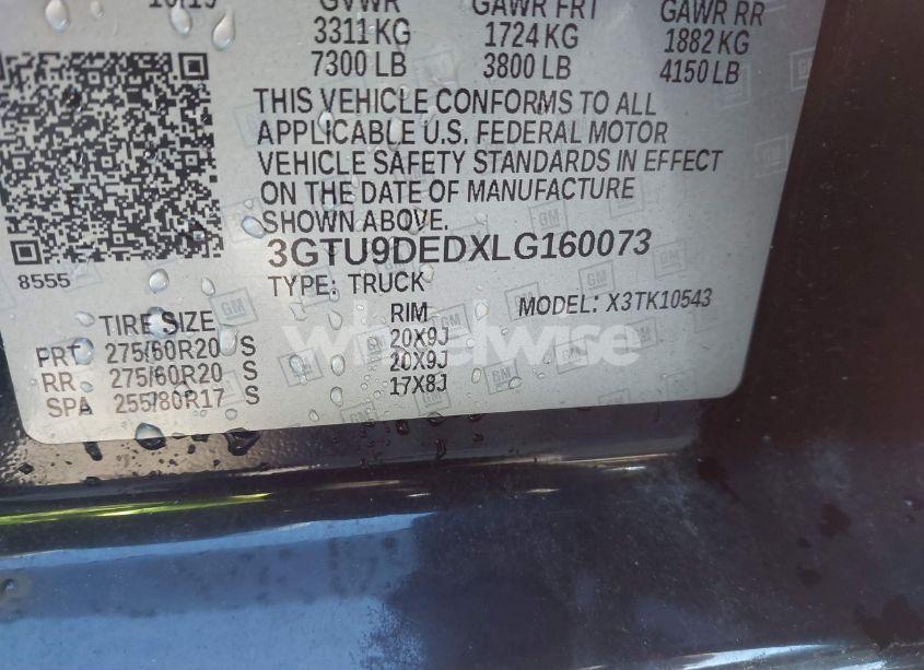 Photo 9 of 2020 Gmc Sierra 1500 4WD SHORT BOX SLT (VIN 3GTU9DEDXLG160073)