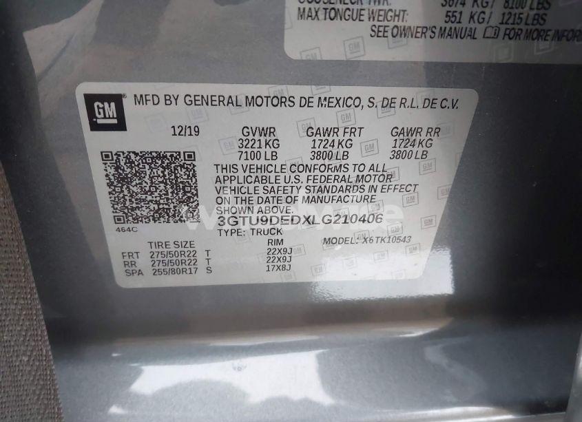 Photo 9 of 2020 Gmc Sierra 1500 4WD SHORT BOX SLT (VIN 3GTU9DEDXLG210406)