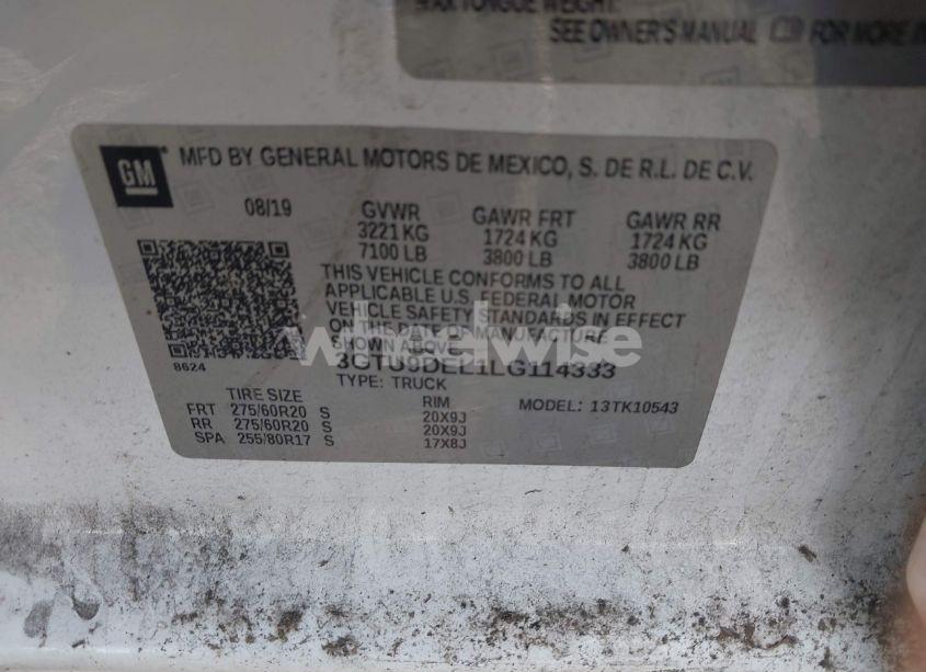 Photo 9 of 2020 Gmc Sierra 1500 4WD SHORT BOX SLT (VIN 3GTU9DEL1LG114333)