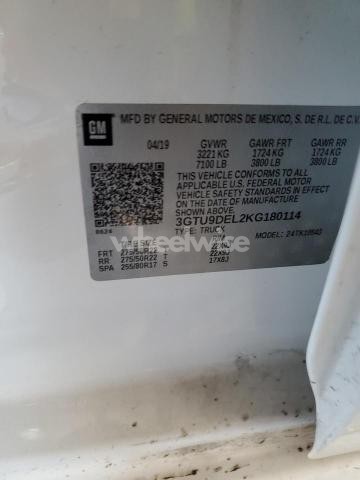 2019 GMC SIERRA K1500 SLT (VIN 3GTU9DEL2KG180114) main photo