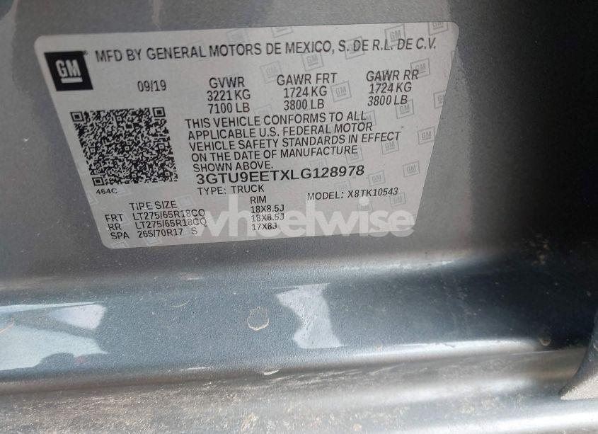 Photo 9 of 2020 Gmc Sierra 1500 4WD SHORT BOX AT4 (VIN 3GTU9EETXLG128978)