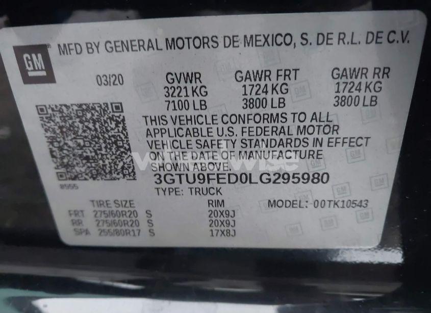 Photo 9 of 2020 Gmc Sierra 1500 4WD SHORT BOX DENALI (VIN 3GTU9FED0LG295980)