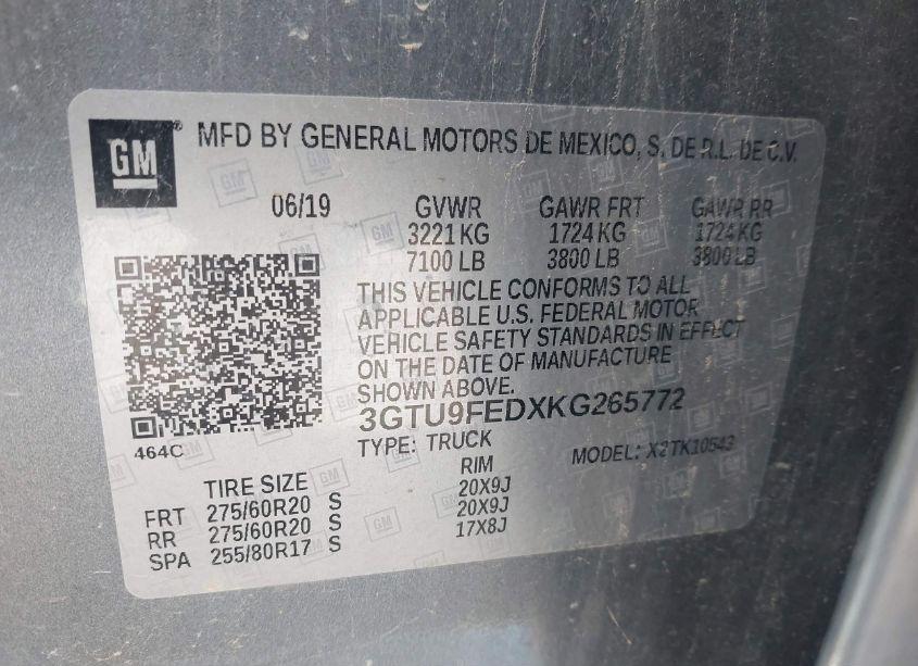 Photo 9 of 2019 Gmc Sierra 1500 DENALI (VIN 3GTU9FEDXKG265772)