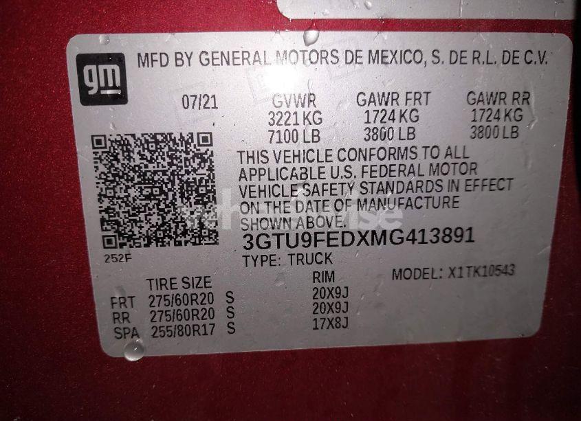 Photo 9 of 2021 Gmc Sierra 1500 4WD SHORT BOX DENALI (VIN 3GTU9FEDXMG413891)