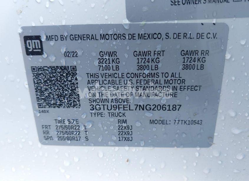 Photo 9 of 2022 Gmc Sierra 1500 LIMITED 4WD SHORT BOX DENALI (VIN 3GTU9FEL7NG206187)