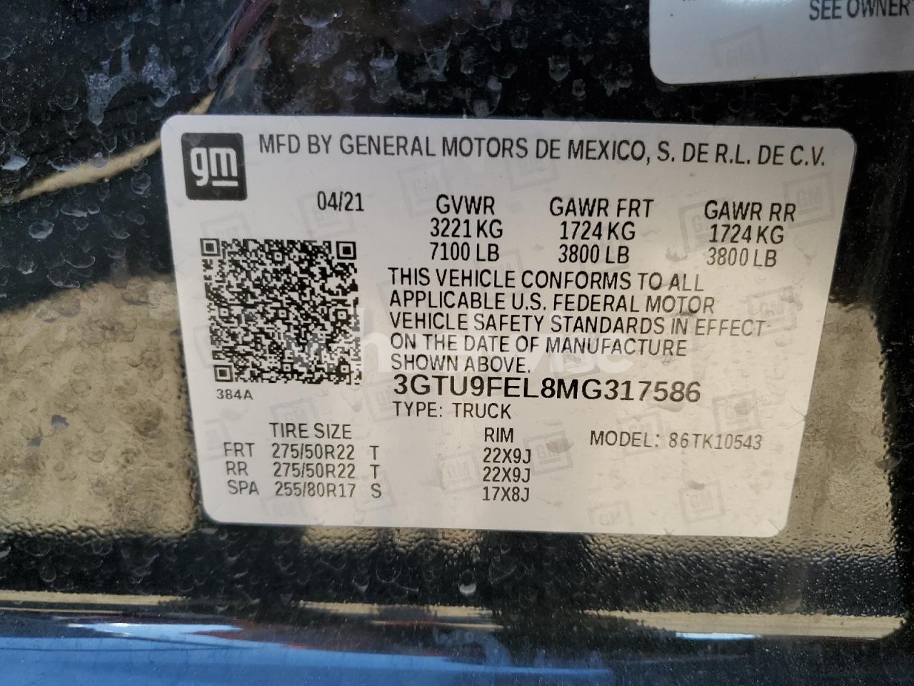 Photo 12 of 2021 GMC SIERRA K1500 DENALI (VIN 3GTU9FEL8MG317586)