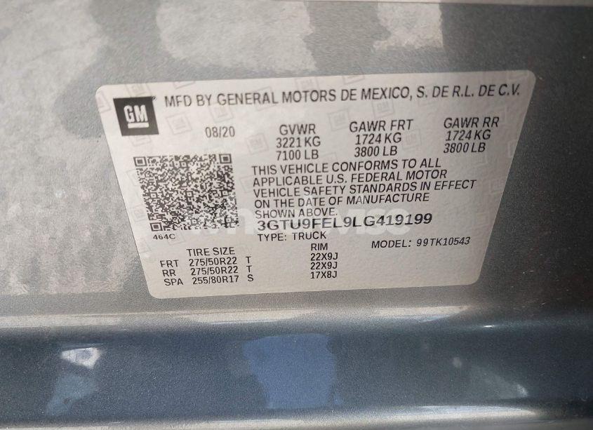 Photo 9 of 2020 Gmc Sierra 1500 4WD SHORT BOX DENALI (VIN 3GTU9FEL9LG419199)